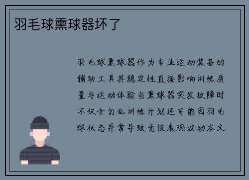 羽毛球熏球器坏了